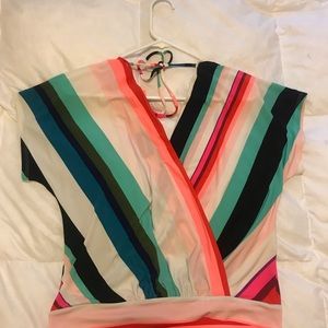 NWT Express Striped Multi-Colored Short Sleeve S